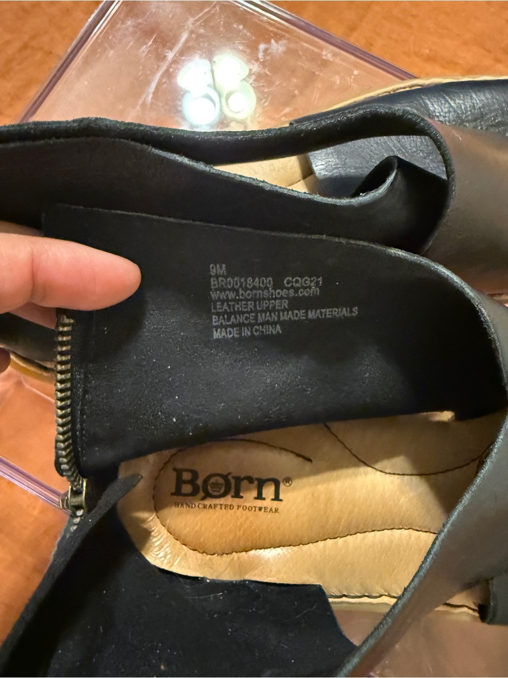 Born Black Leather Open-Toe Wrap Sandals with Tan Footbed - Picture 3 of 4